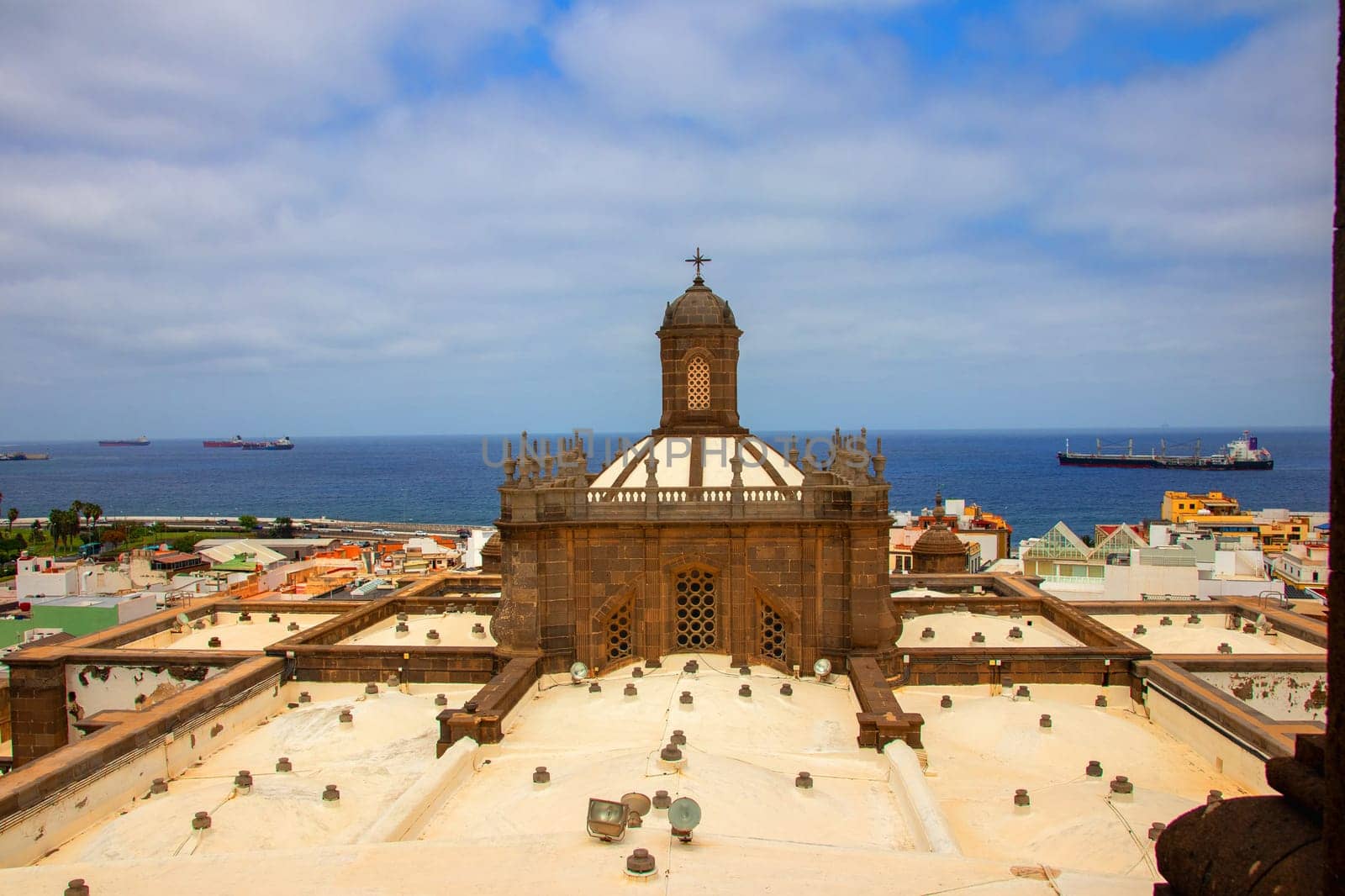 Gran Canaria, Spain, Canary Islands, Las Palmas - Jul 22, 2024. The dome of Cathedral of Santa Ana in La Vegueta, the oldest historic district of Las Palmas.