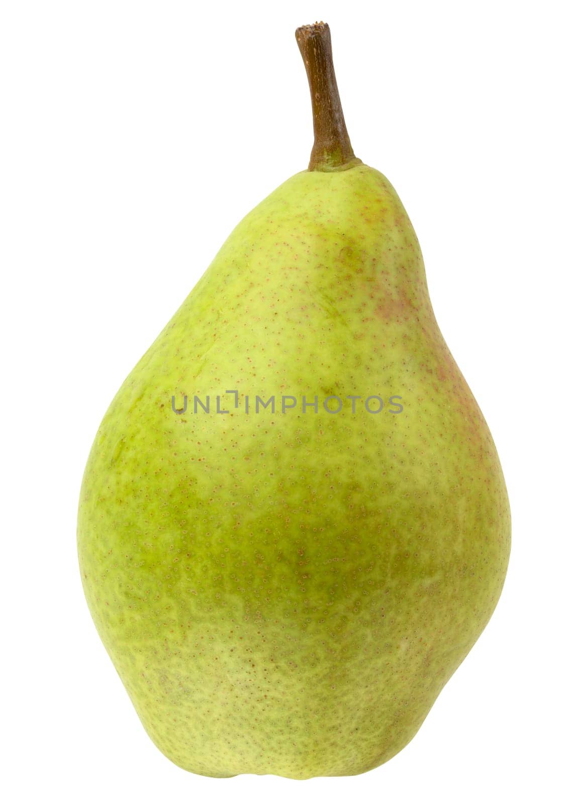 Whole ripe green pear on isolated background, close up