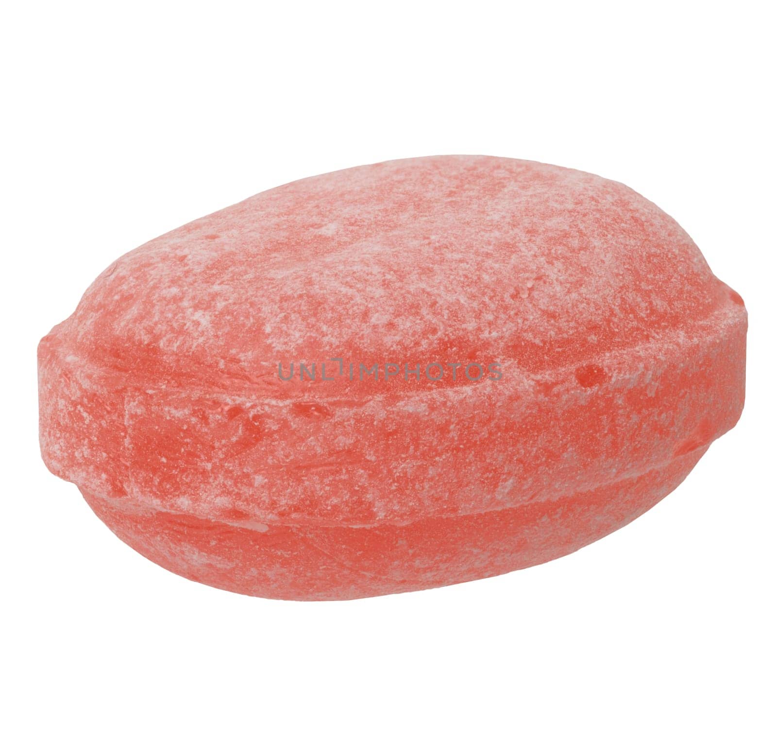Fruit red lollipop on isolated background, close up