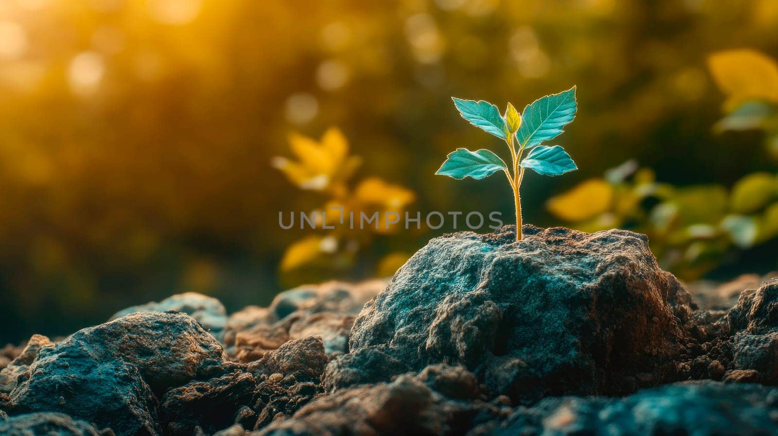 Small  plant is growing in the dirt. New beginning concept. AI generated