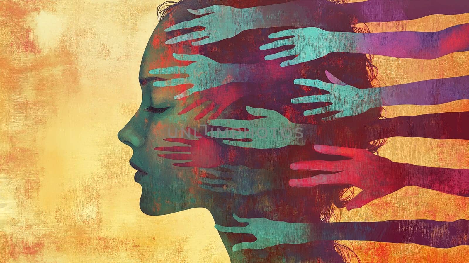 Domestic violence, hand hits face of abused woman, international awareness month october for victims and survivors