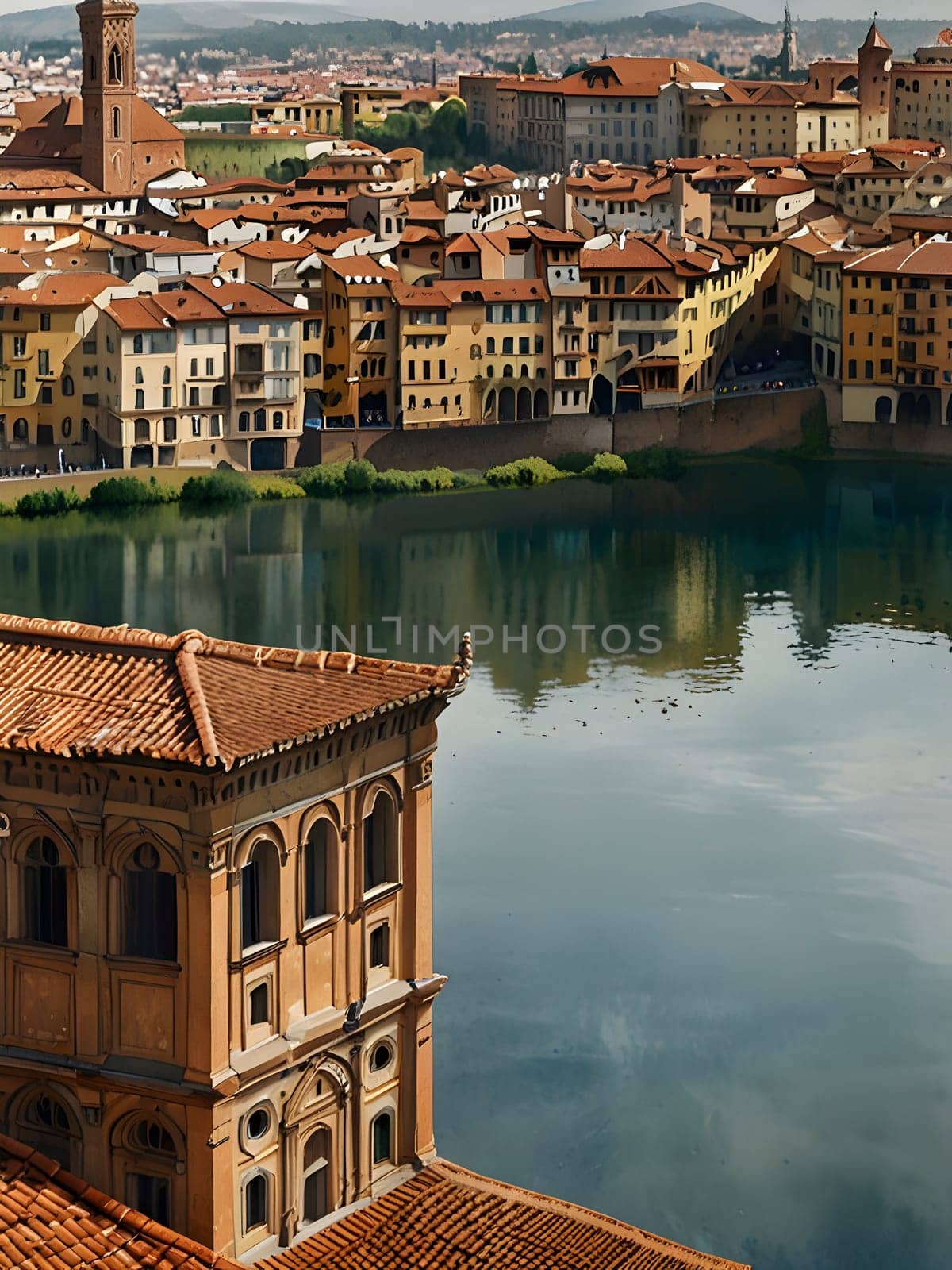 Florence city Italy watercolor art