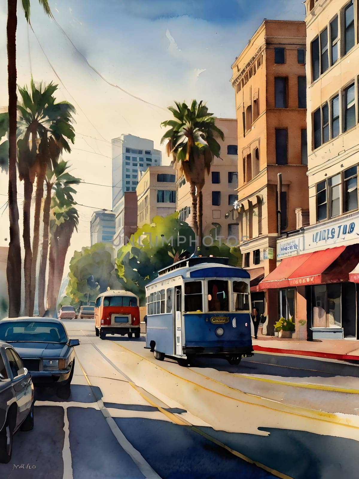 Los Angeles city watercolor art