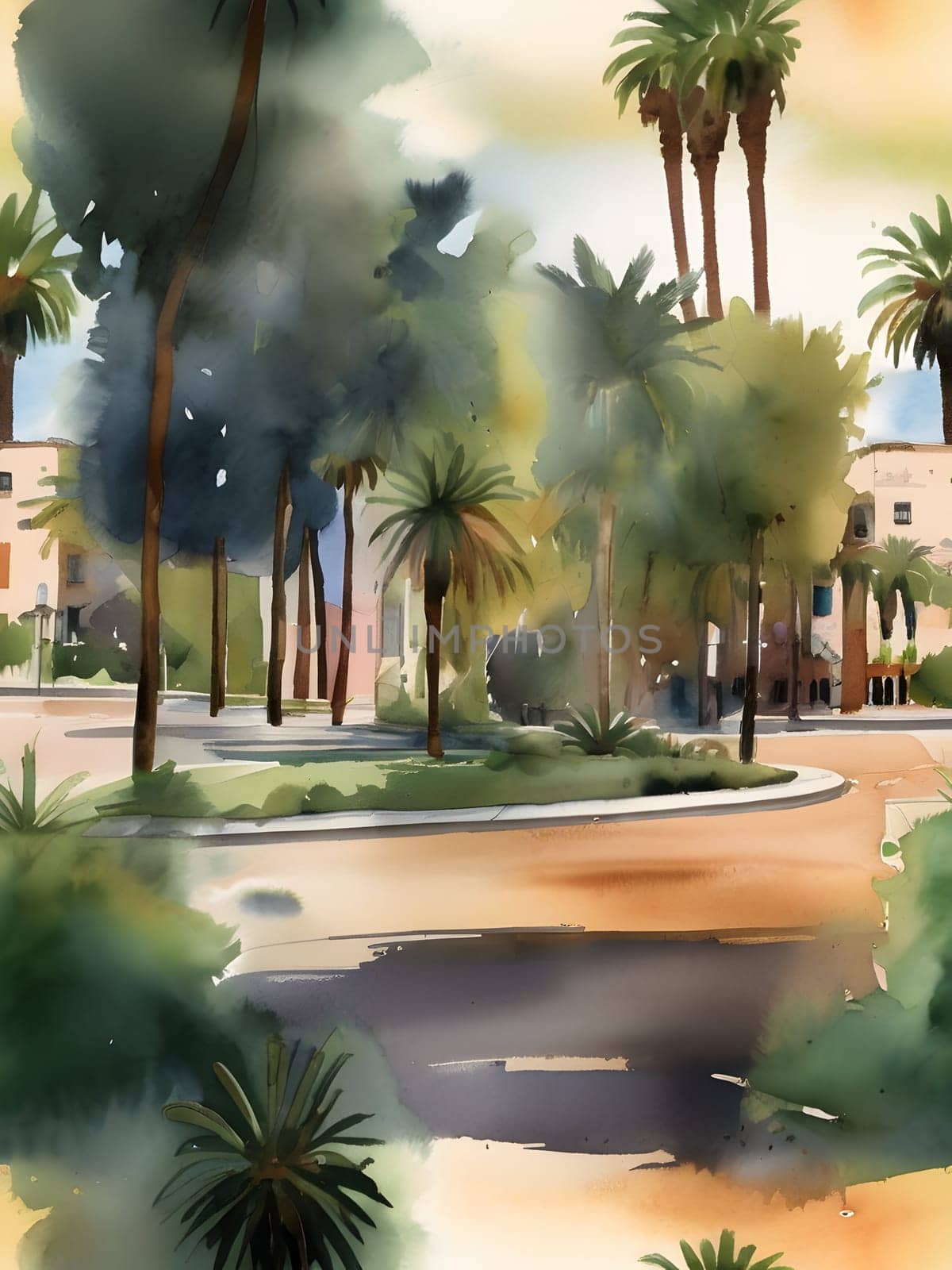 Los Angeles city watercolor art