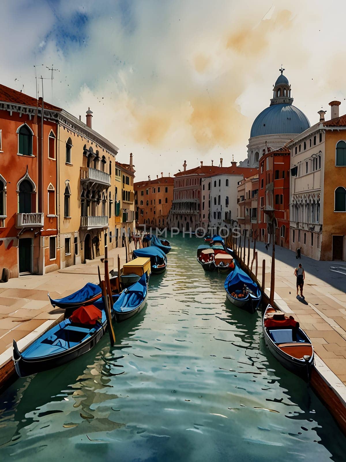 Venice city Italy watercolor art