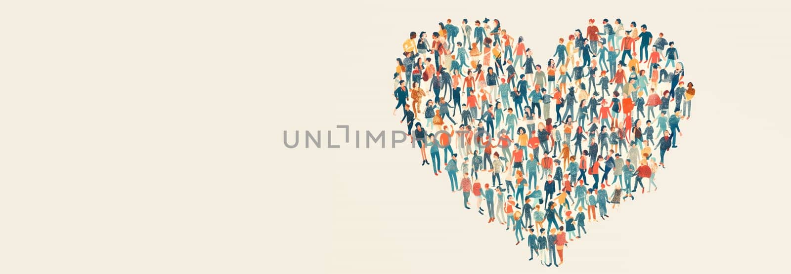 People forming a heart, volenteer and humanitarian help concept, charity and friendship, support teamwork
