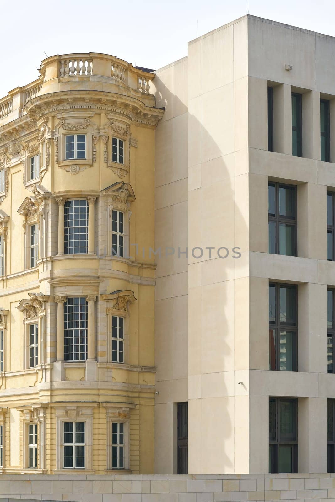 Reproduced historical and modern facades of the Humboldt Forum in Berlin in Germany