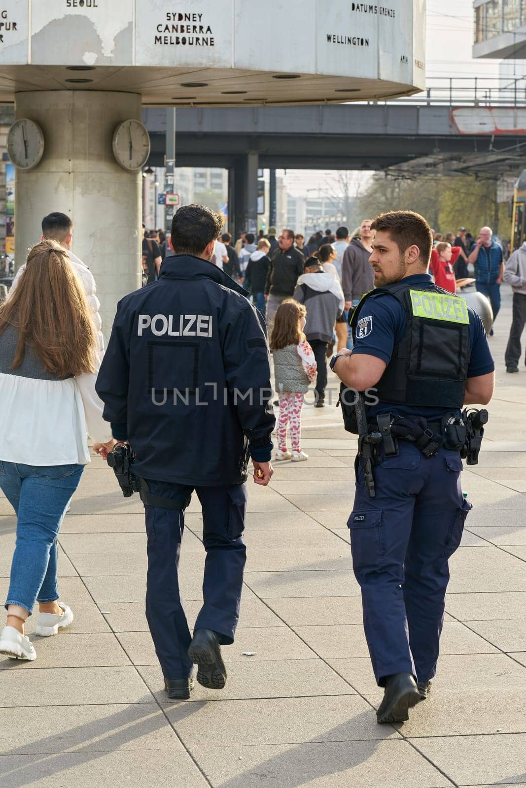 Police presence to maintain security at Alexanderplatz in Berlin