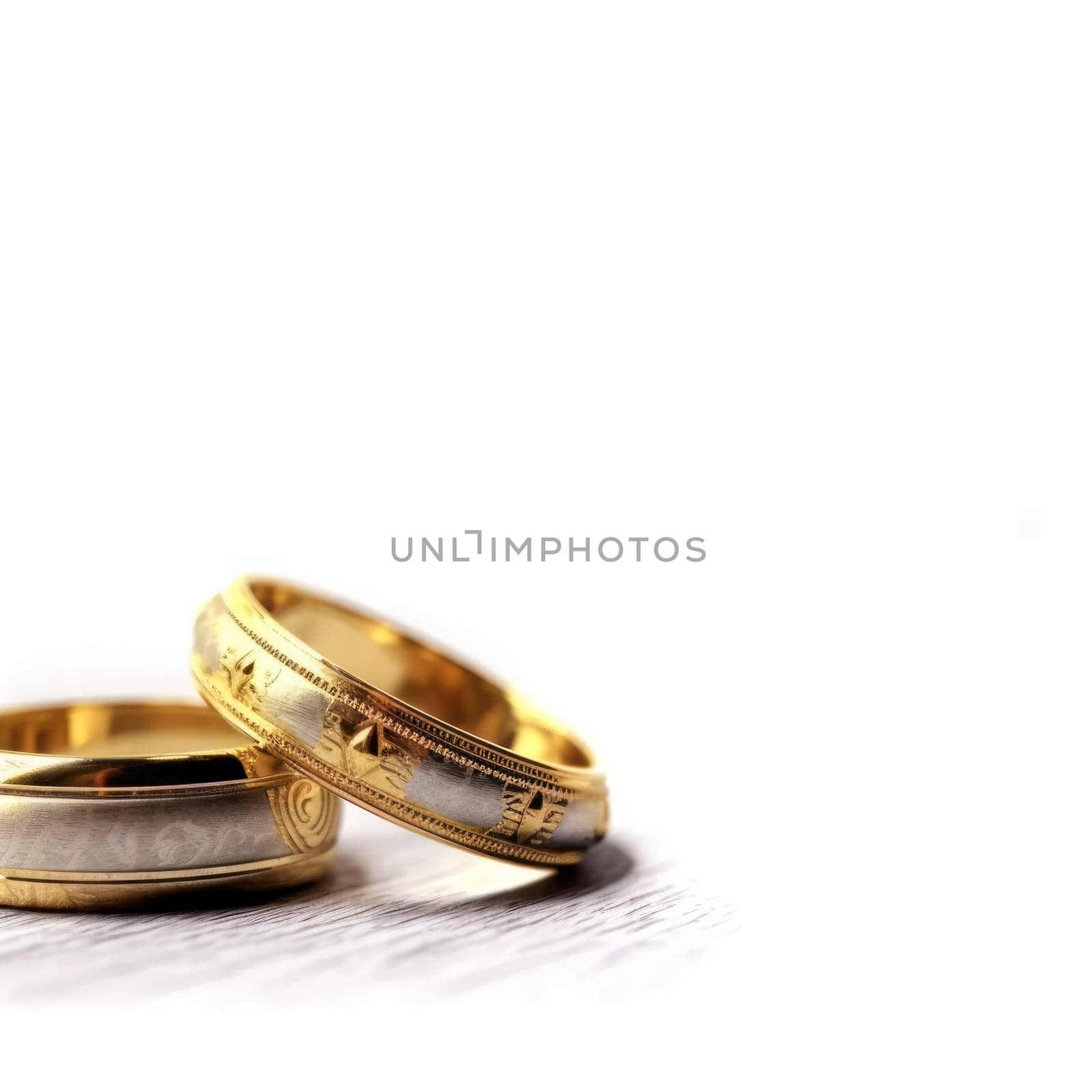 Wedding rings, close-up on a white background .