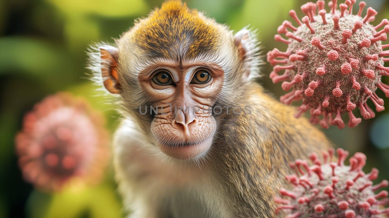 Mpox, monkey with monkeypox, outbreak of the MPXV virus, infectious disease spreading to human