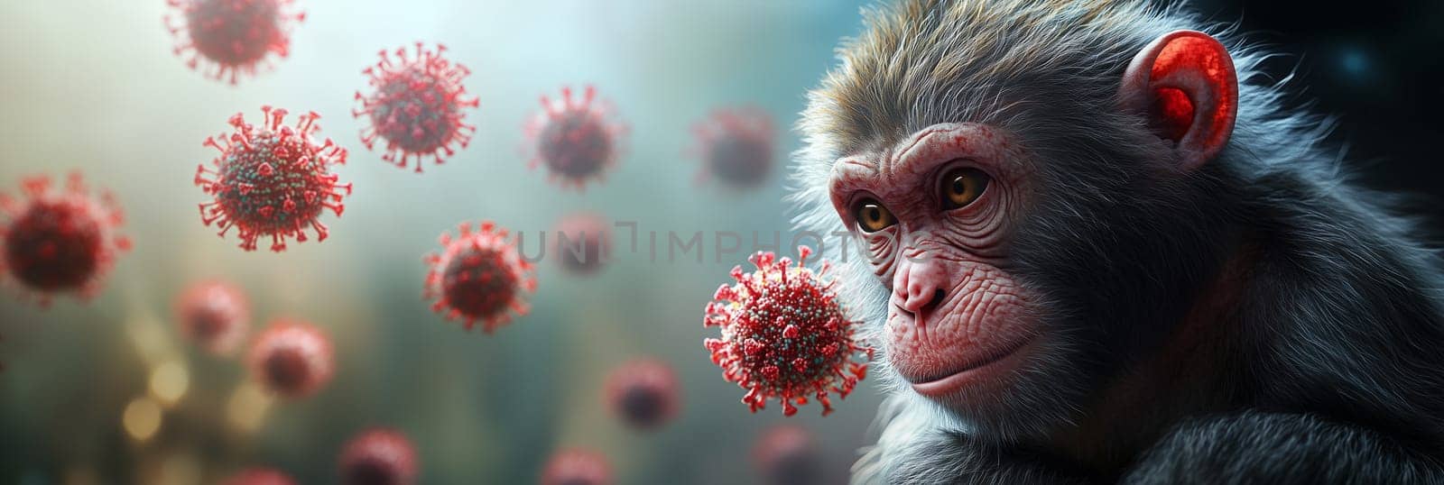 Mpox, monkey with monkeypox, outbreak of the MPXV virus, infectious disease spreading to human