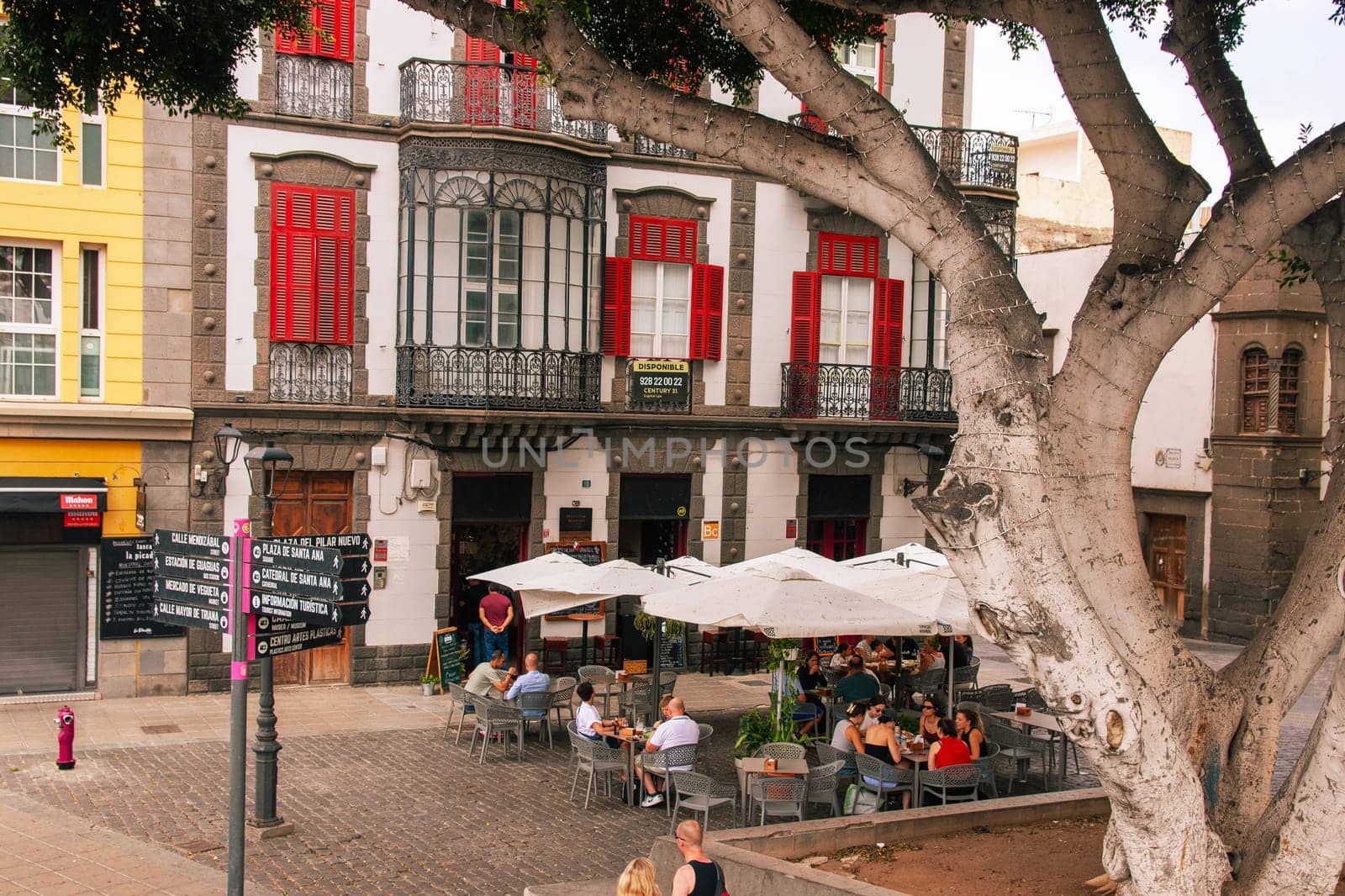 Gran Canaria, Spain, Canary Islands, Las Palmas - Jul 22, 2024. A street cafe in La Vegueta, as the historic old town of Las Palmas de Gran Canaria is called.