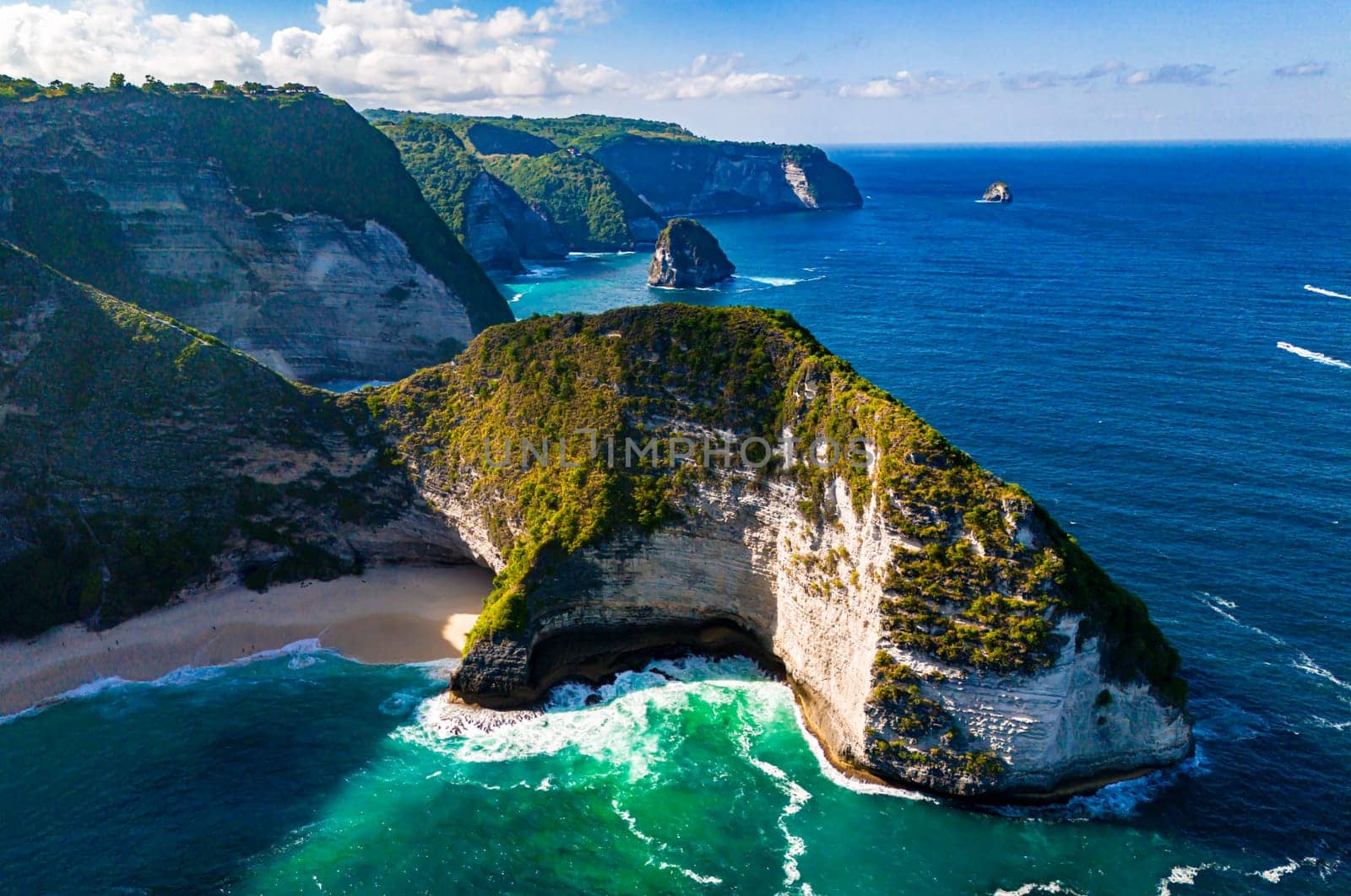 Airview of Kelingking Beach on Nusa Penida Island, Indonesia
