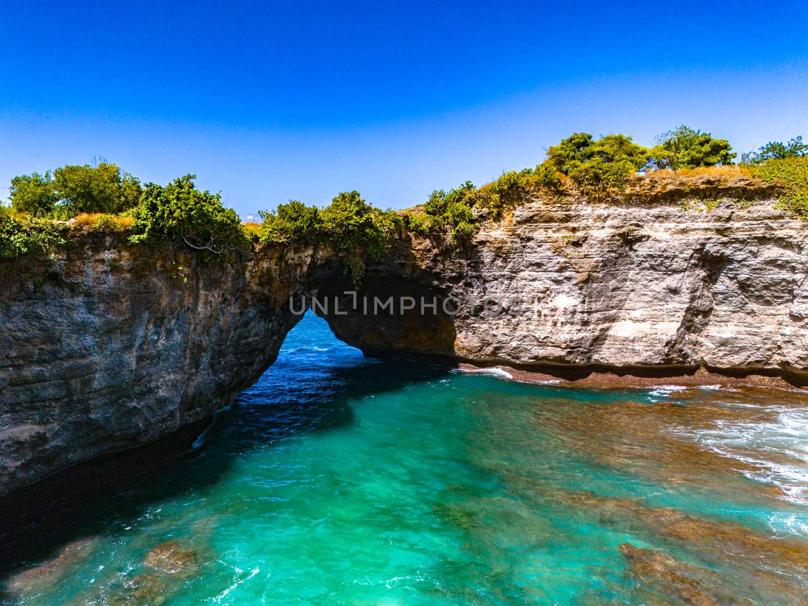 Airview of Broken Beach on Nusa Penida Island, Indonesia