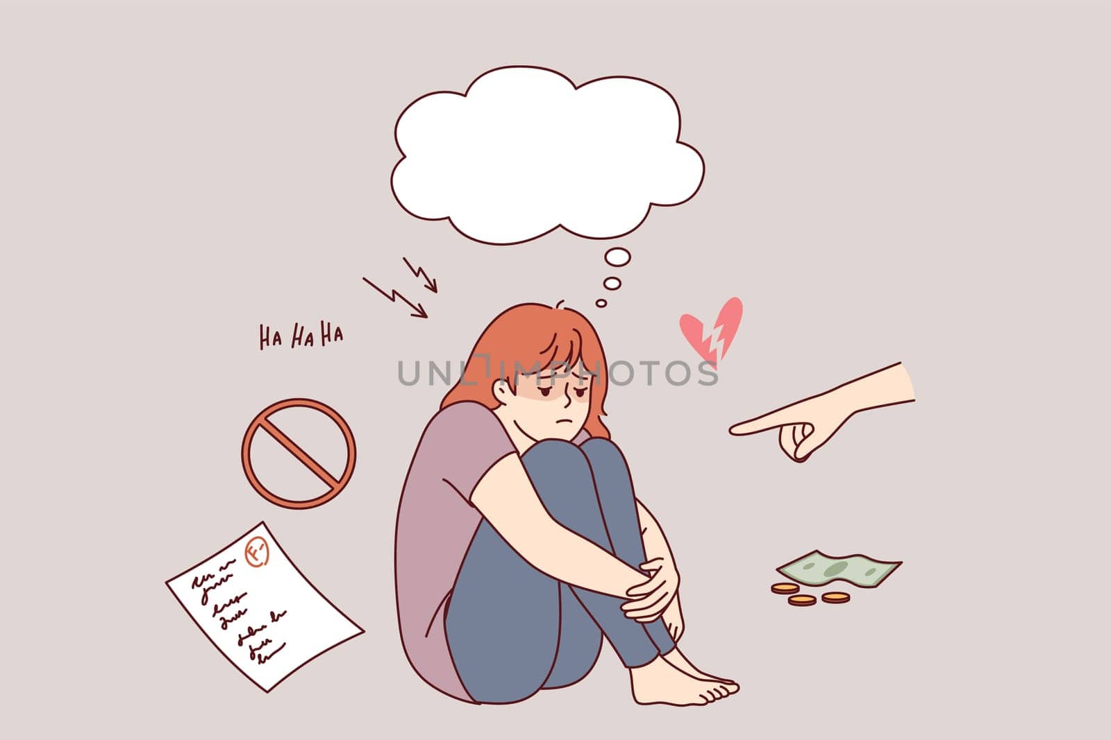 School age girl is scolded because of poor grades and is punished by depriving of food money. Sad school student needs understanding to relieve stress and improve academic performance