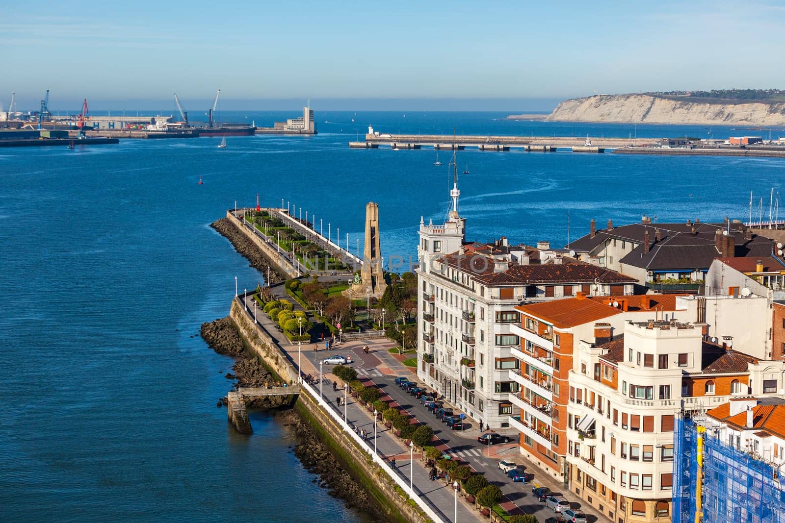 El Abra bay and Getxo pier and seafront. Basque country, The Northern Spain