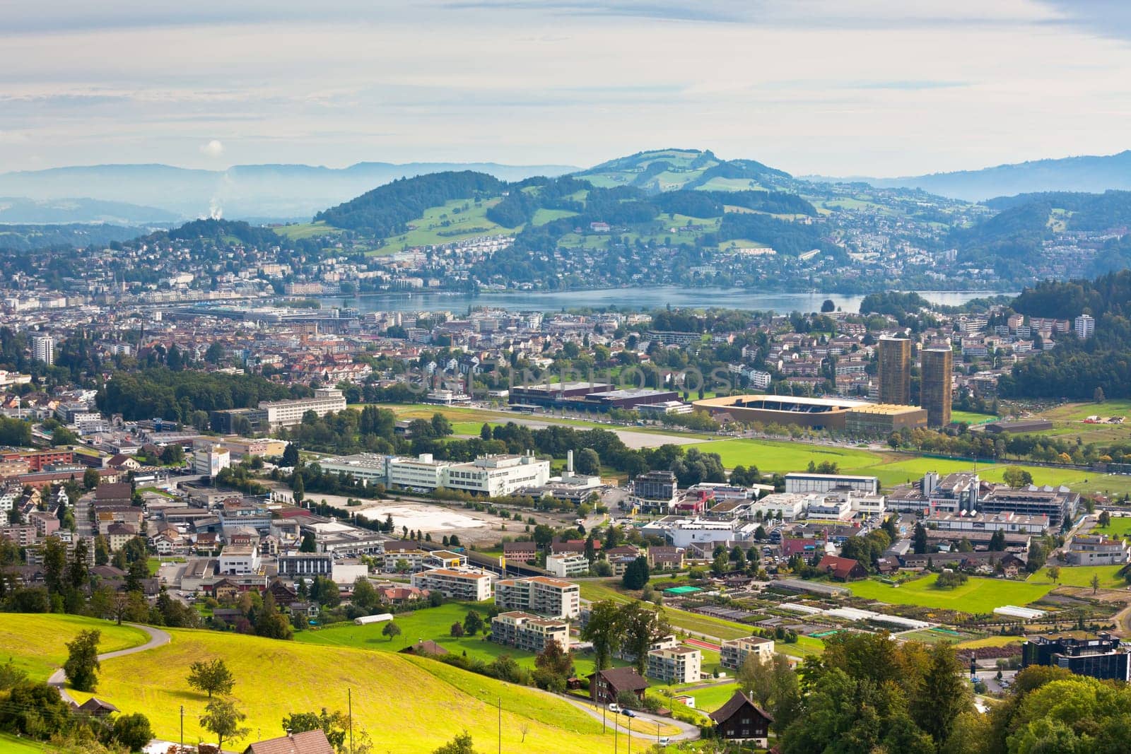 View from the mountains to the city of Lucerne, Switzerland
