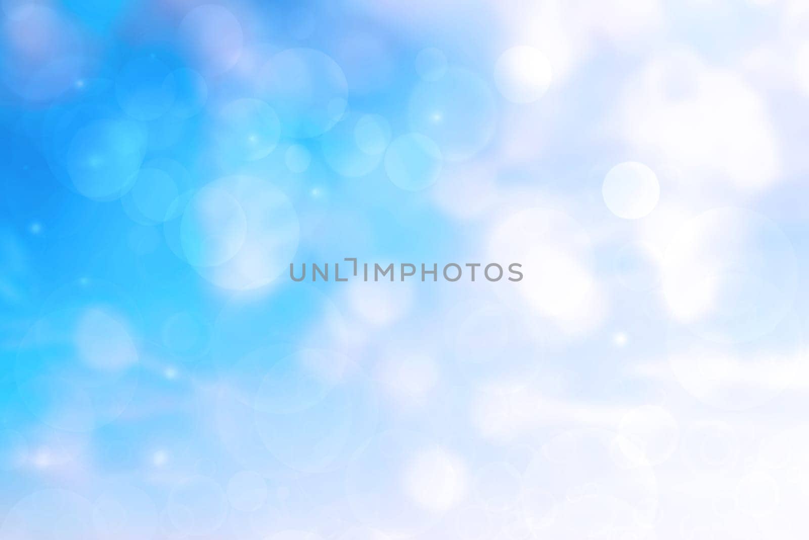 Abstract blurred fresh vivid spring summer light delicate pastel blue turquoise white bokeh background texture with bright circular soft color lights. Card concept. Beautiful backdrop illustration.