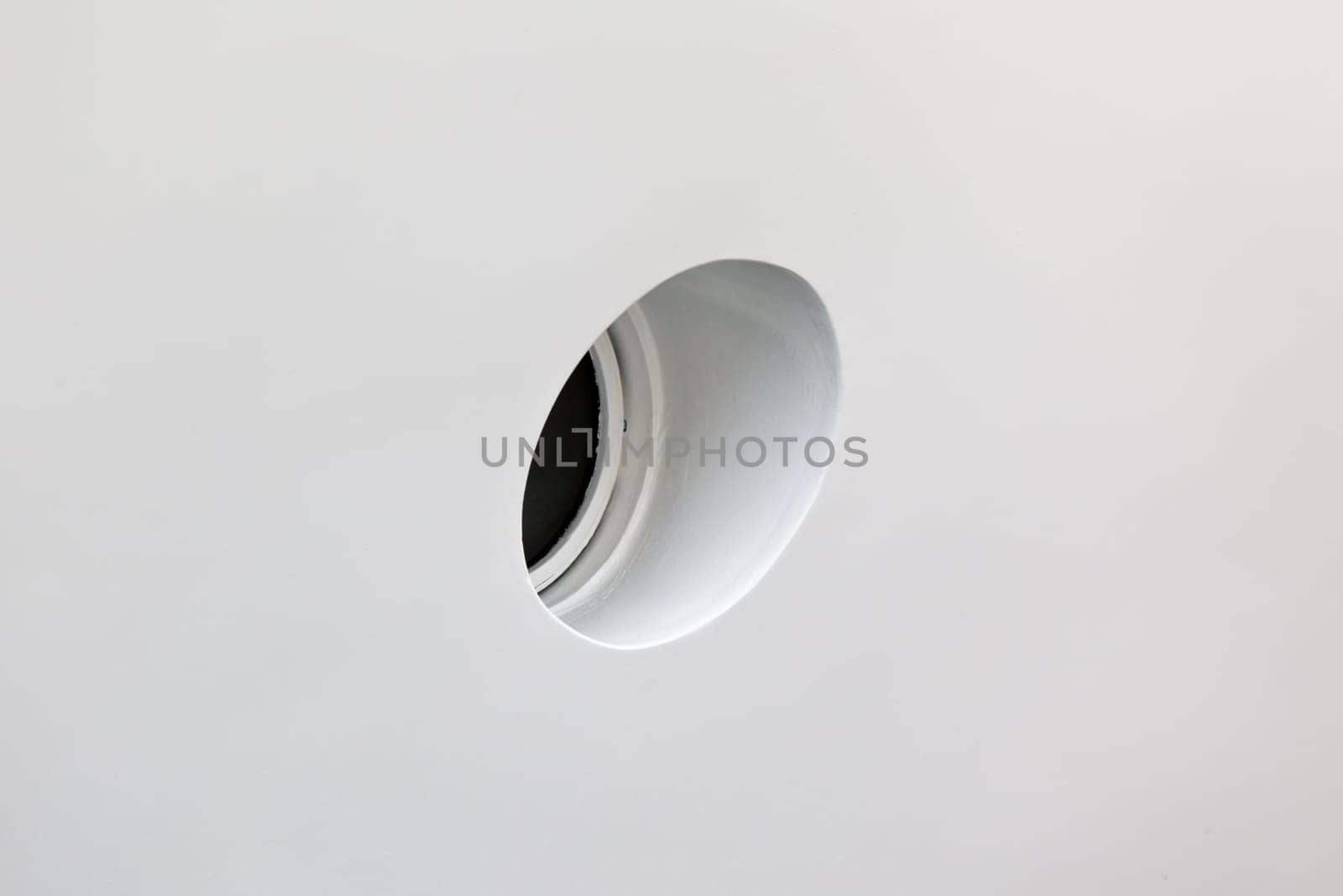 Ship porthole. View from outside. Copy space