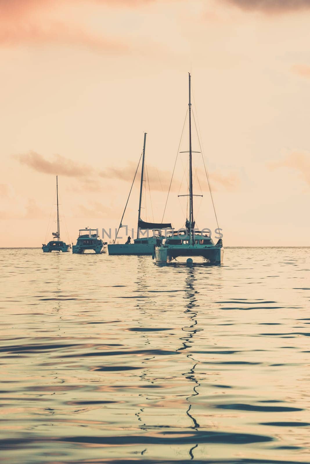 Recreational Yacht at the Indian Ocean. Beautiful sunrise