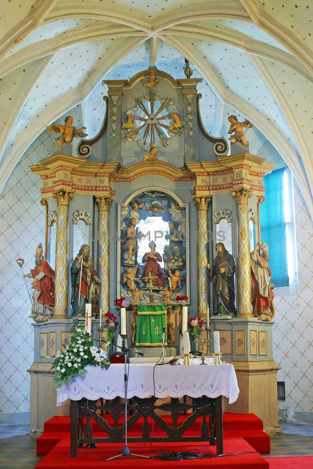 Main altar in the parish church of the Holy Trinity in Radoboj, Croatia