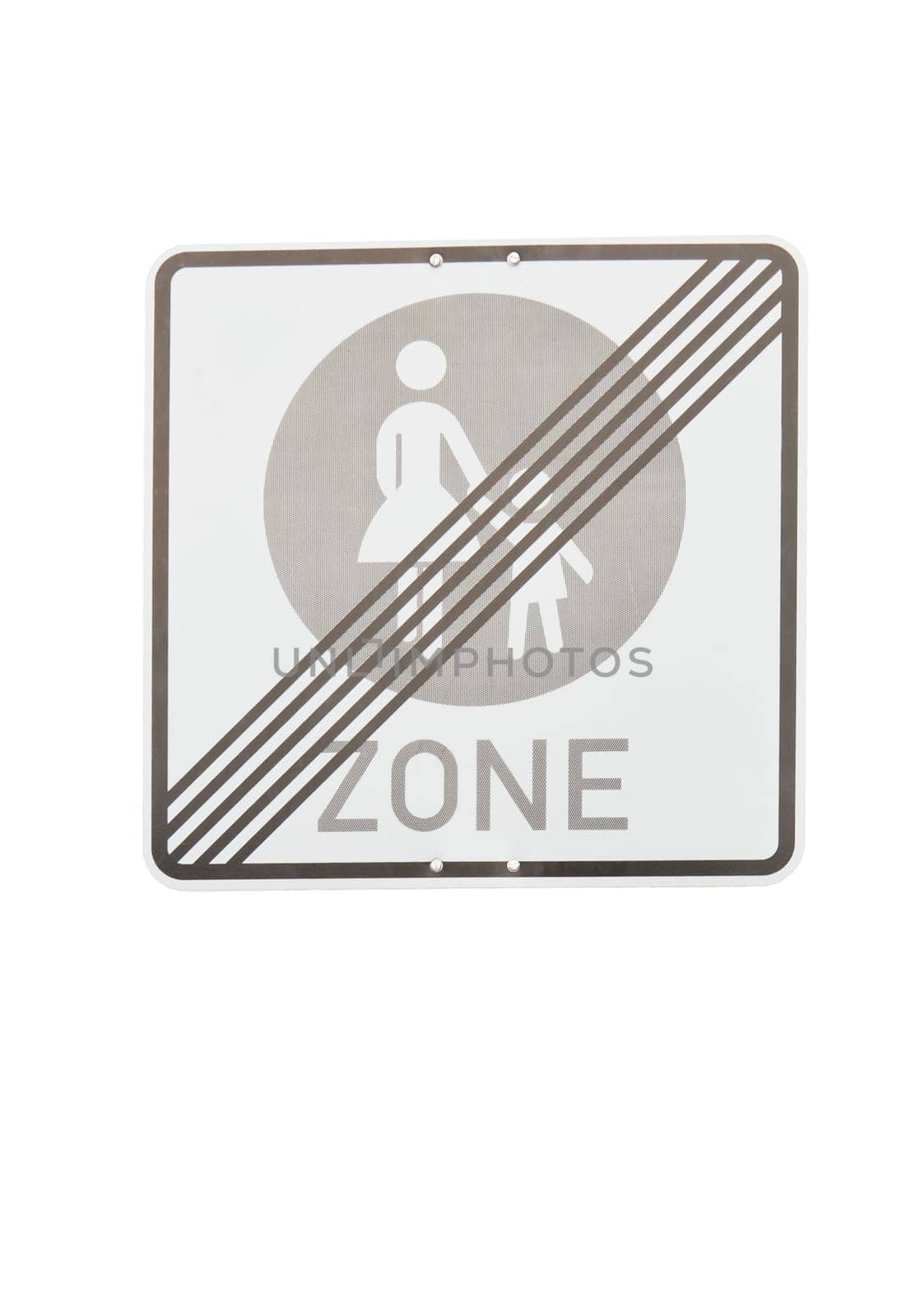pedestrian zone end sign. isolated on white background
