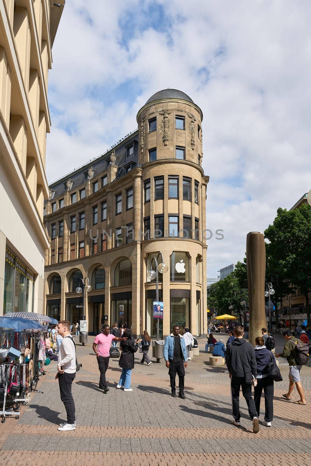 Tourists and residents in the Schildergasse, a popular shopping street in Cologne in Germany