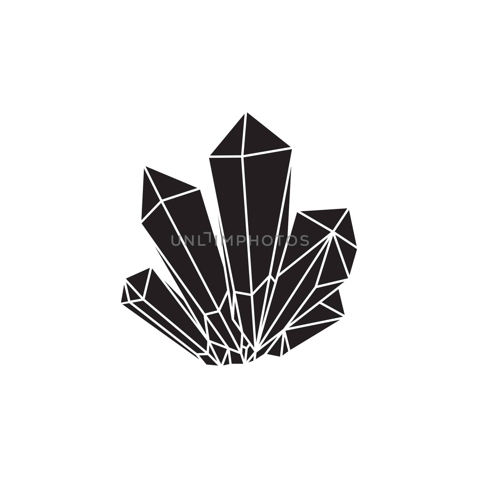 Crystal silhouette icons Sign kit of gemstone. Mineral pictogram collection includes emerald