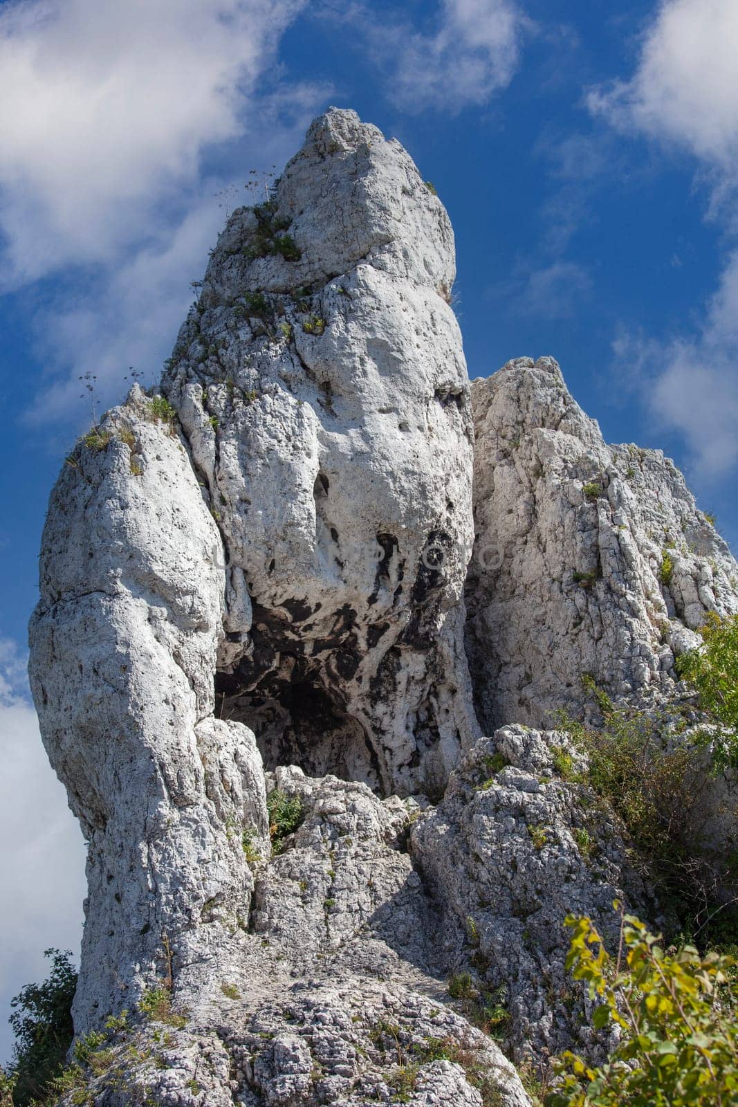 Picturesque view of the limestone rocks located at geographical macroregion located in southern Poland, Polish Jurassic Highland