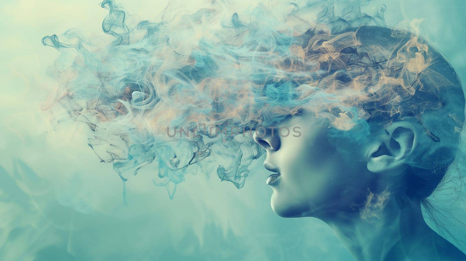 Epilepsy seizure, migraine headache attack, tumor, psychological pressure and stress, mind with burnout or trauma, human brain