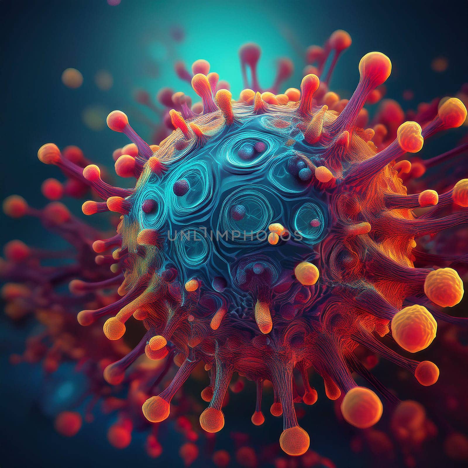 Close-up illustration of a virus