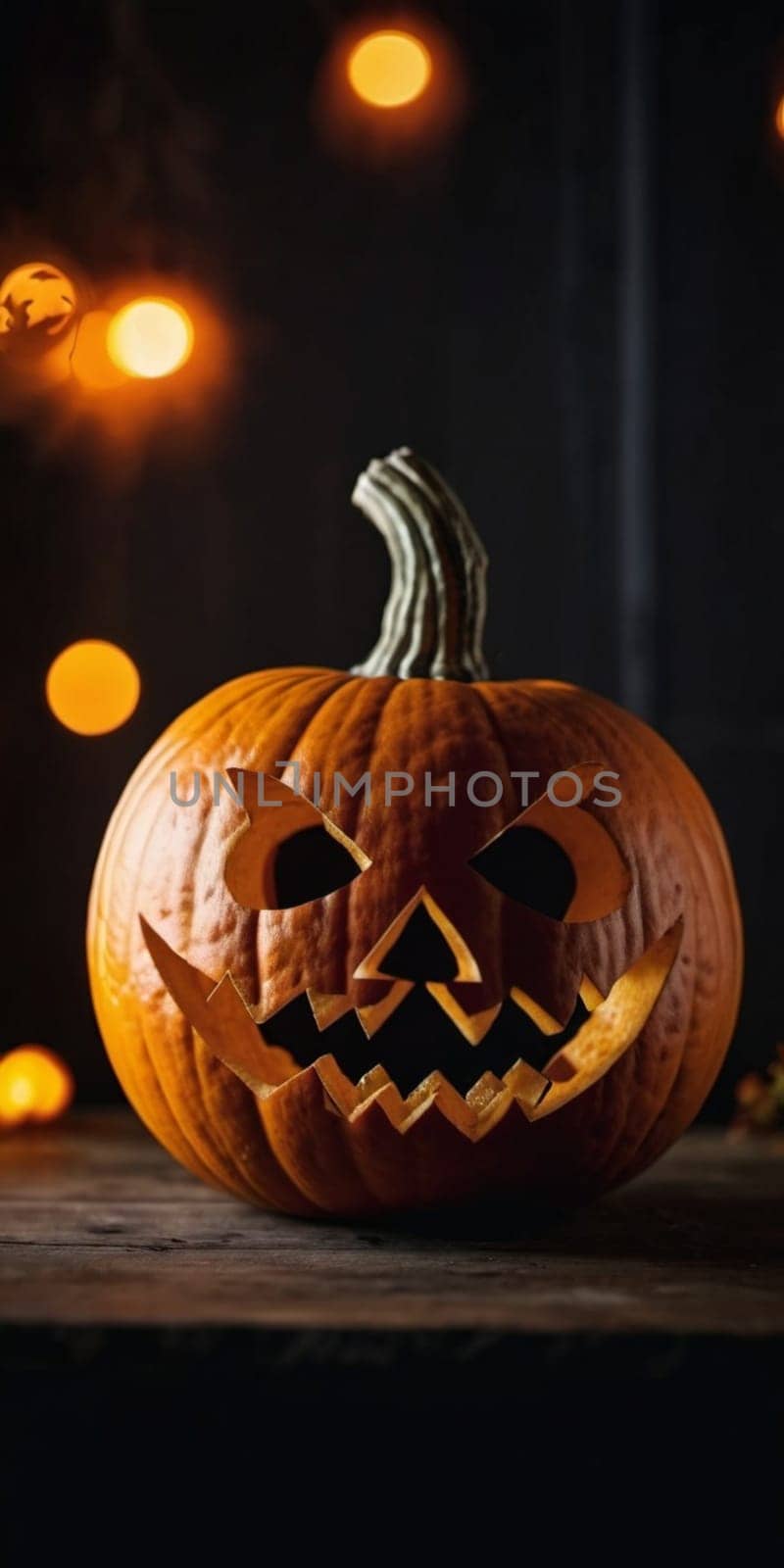 A carved pumpkin sits illuminated, emitting a soft glow while smoke curls upwards. The jack-o'-lantern features a mischievous face, capturing the essence of Halloween festivities and seasonal fun. AI