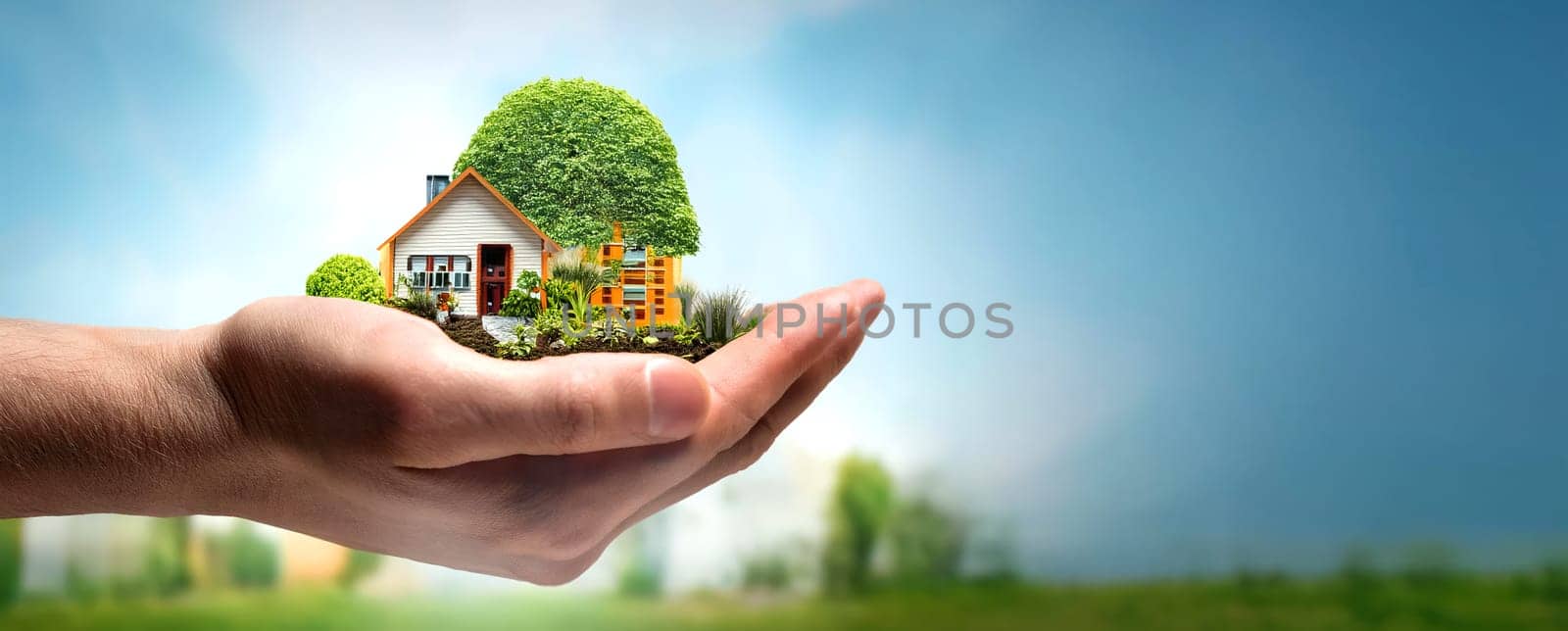 An image for buying or selling a property, insurance or future, space for textures.