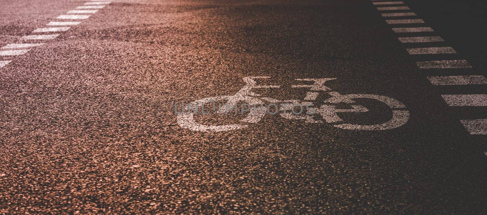 Bicycle road sign on the asphalt street