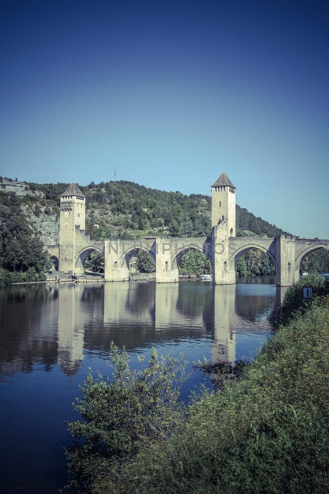 The Valentre bridge the symbol of Cahors town, France