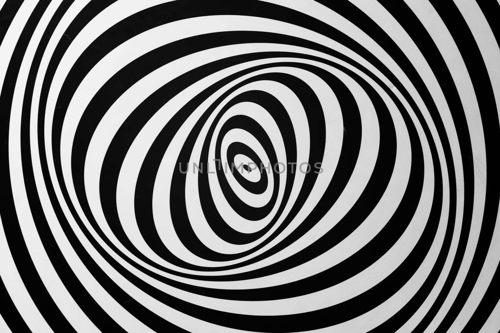 Optical illusion horizontal background. Abstract curves, geometric effect. Black and white.