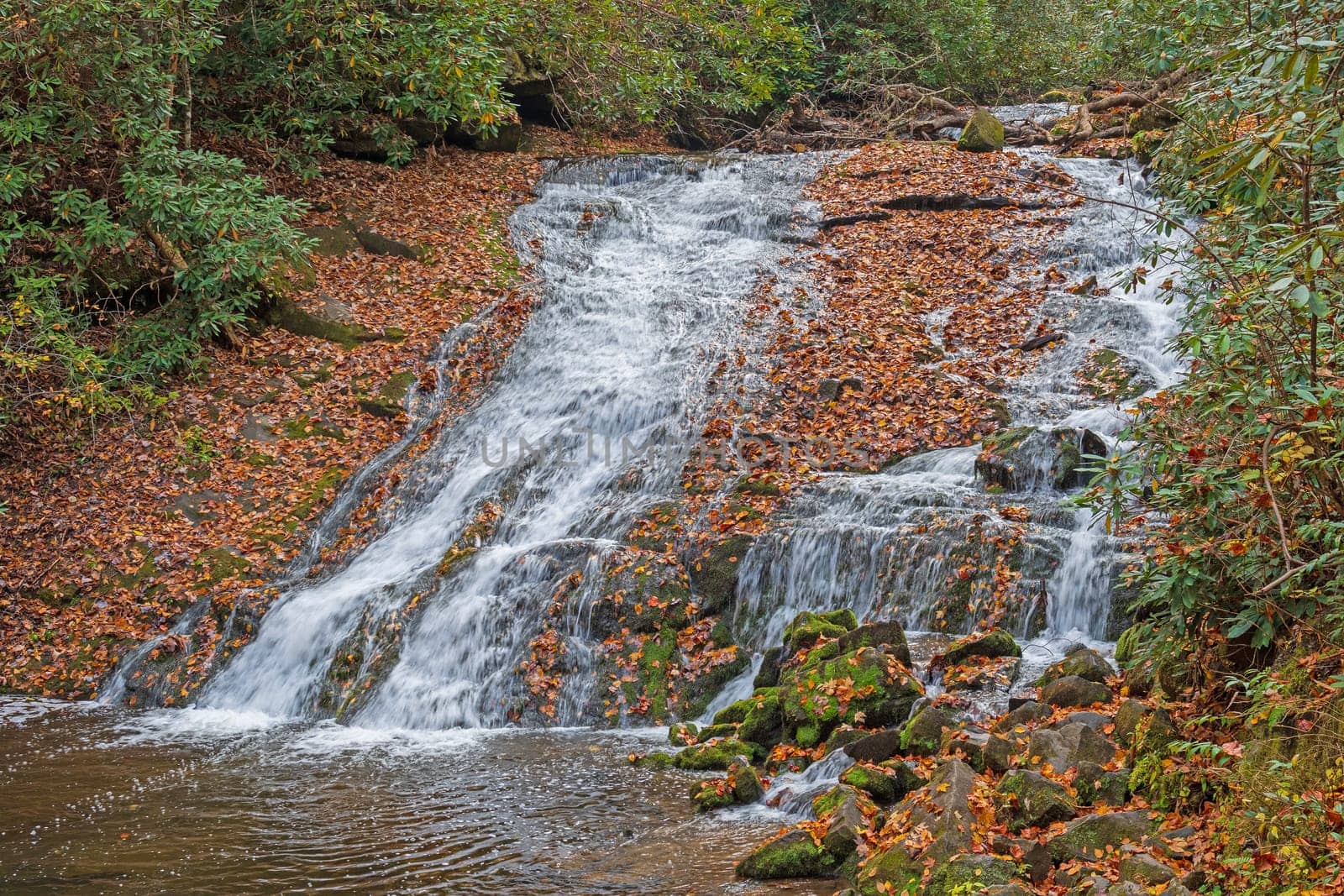 Blurry Indian Creek Cascade in the Smoky Mountains in North Carolina