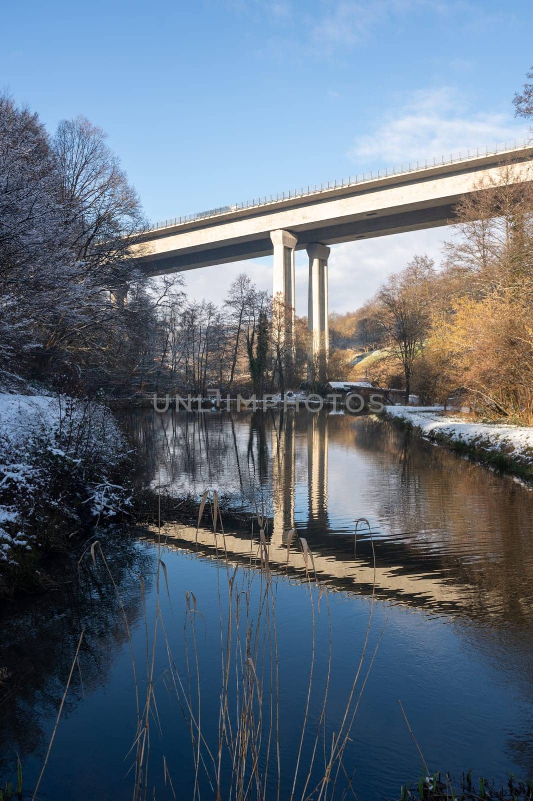 Kauppen bridge   near Waldaschaff with a small lake in nature