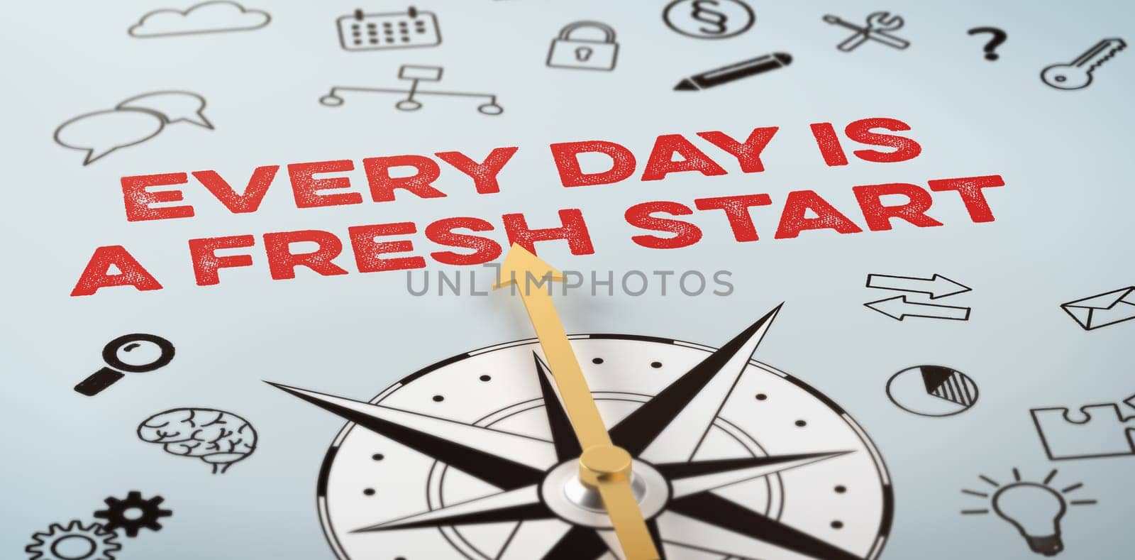 A compass with icons -  Every day is a fresh start