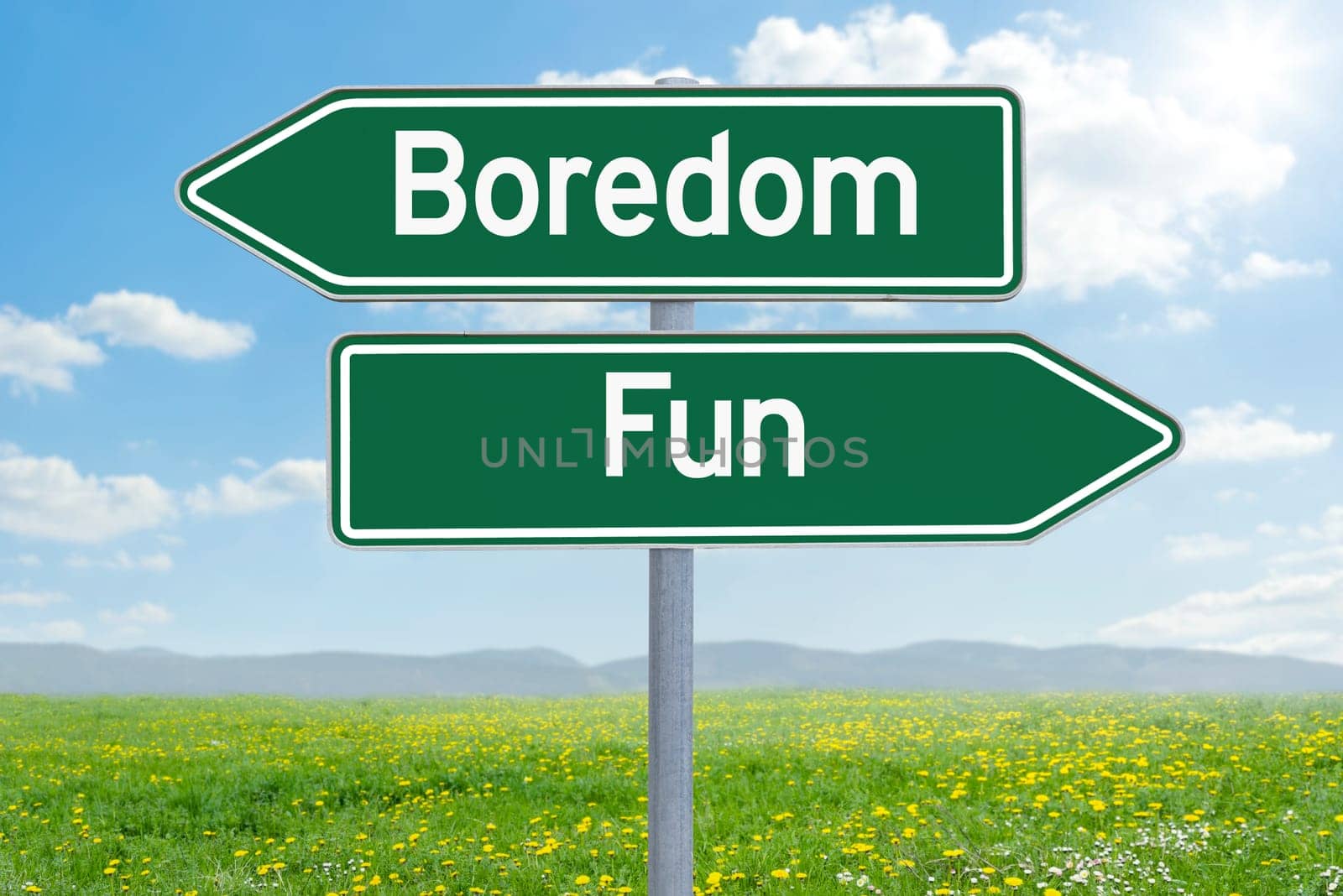 Two direction signs - Boredom or Fun