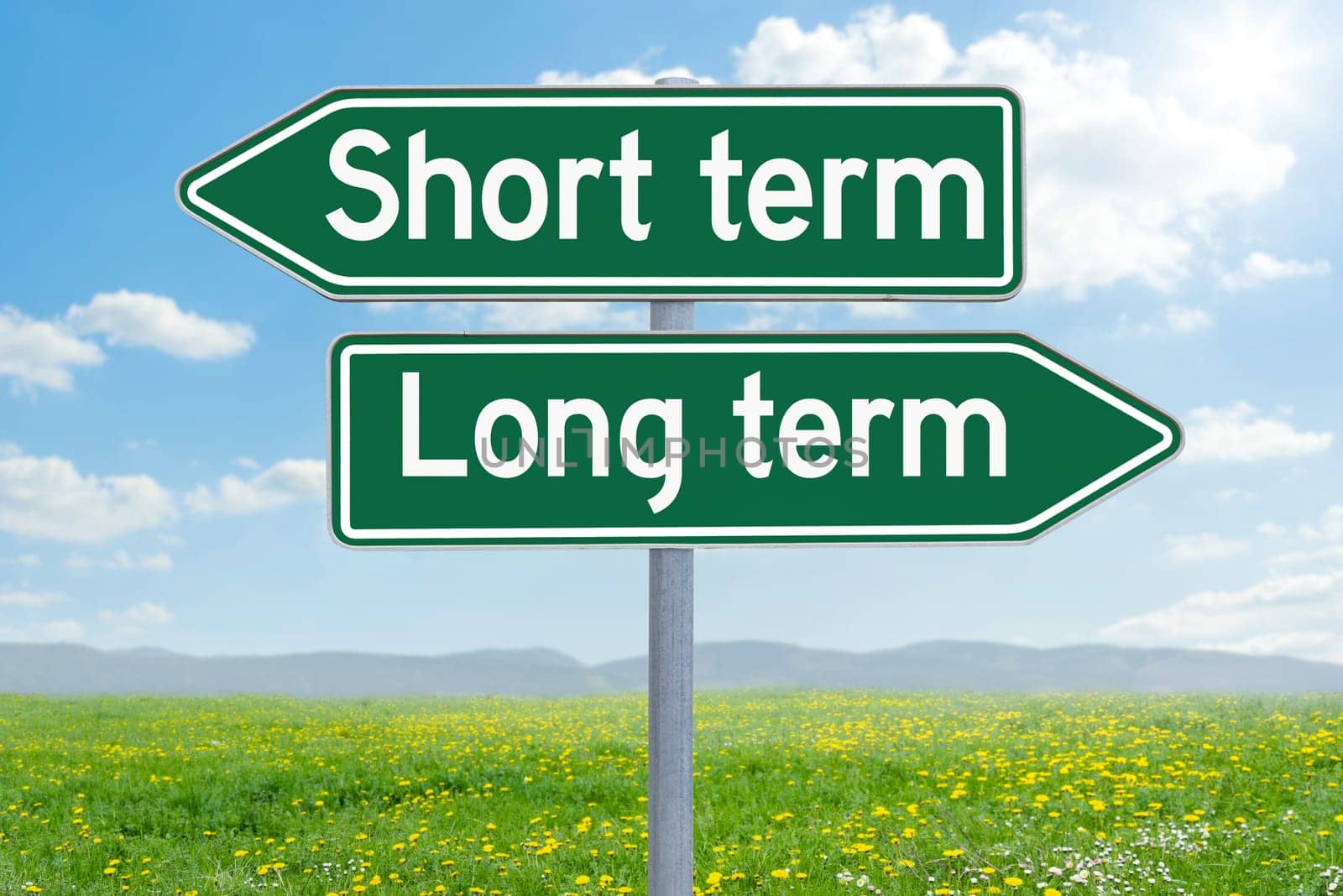 Two direction signs - Short term or Long term