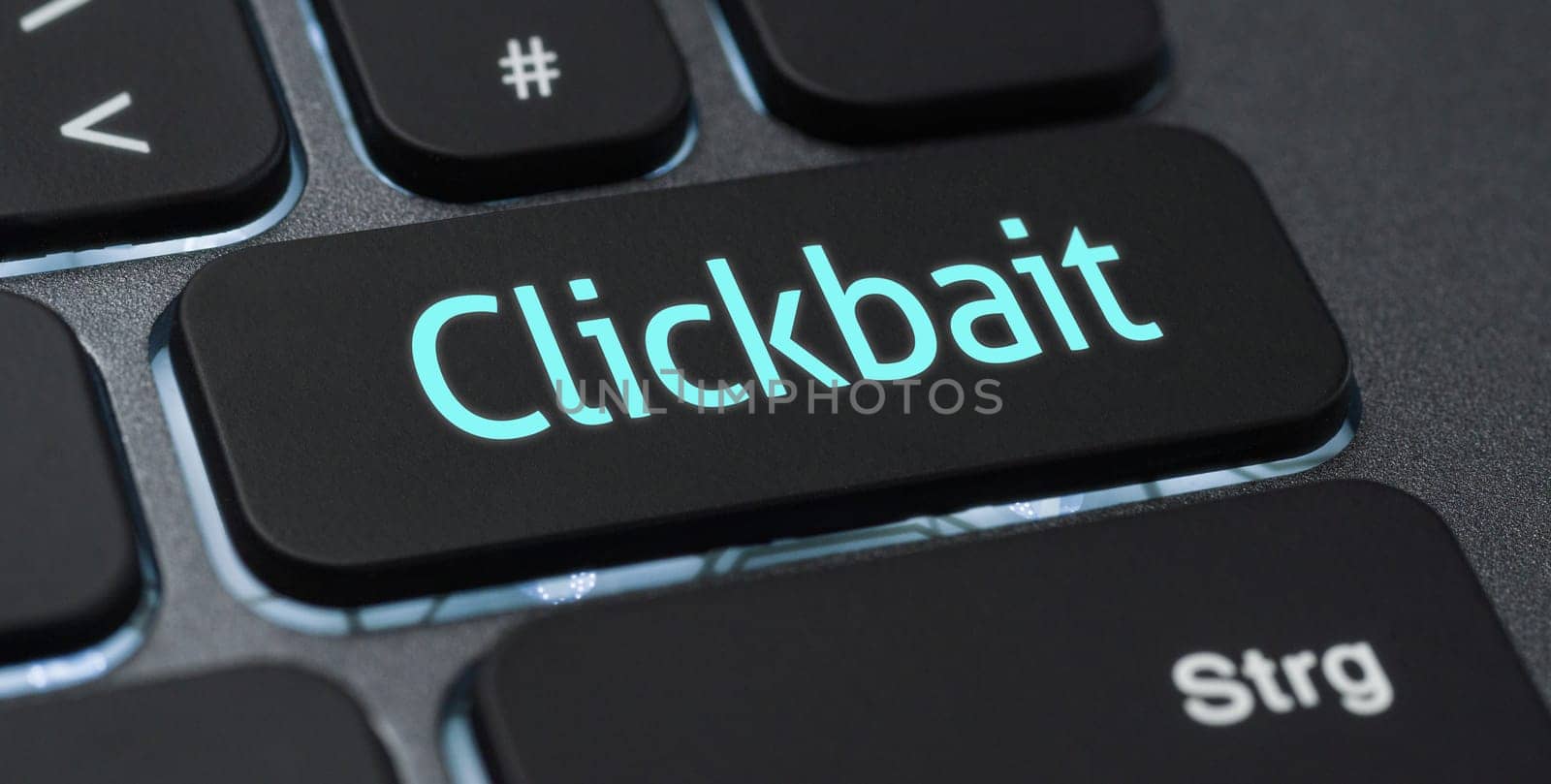 Illuminated keyboard with a labeled key - Clickbait