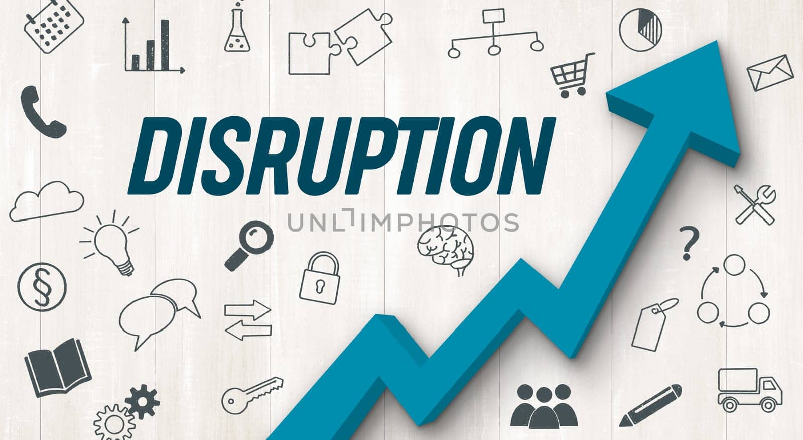 Ascending arrow with icons - Disruption