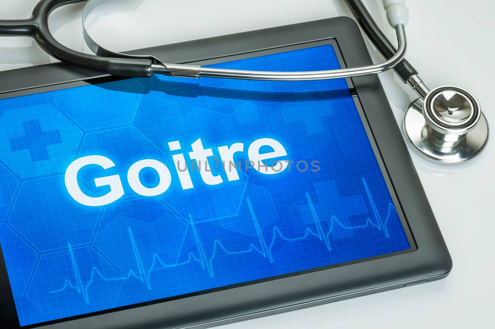 Tablet with the text Goitre on the display