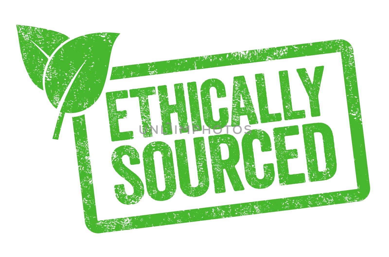 Green stamp isolated on a white background - Ethically sourced