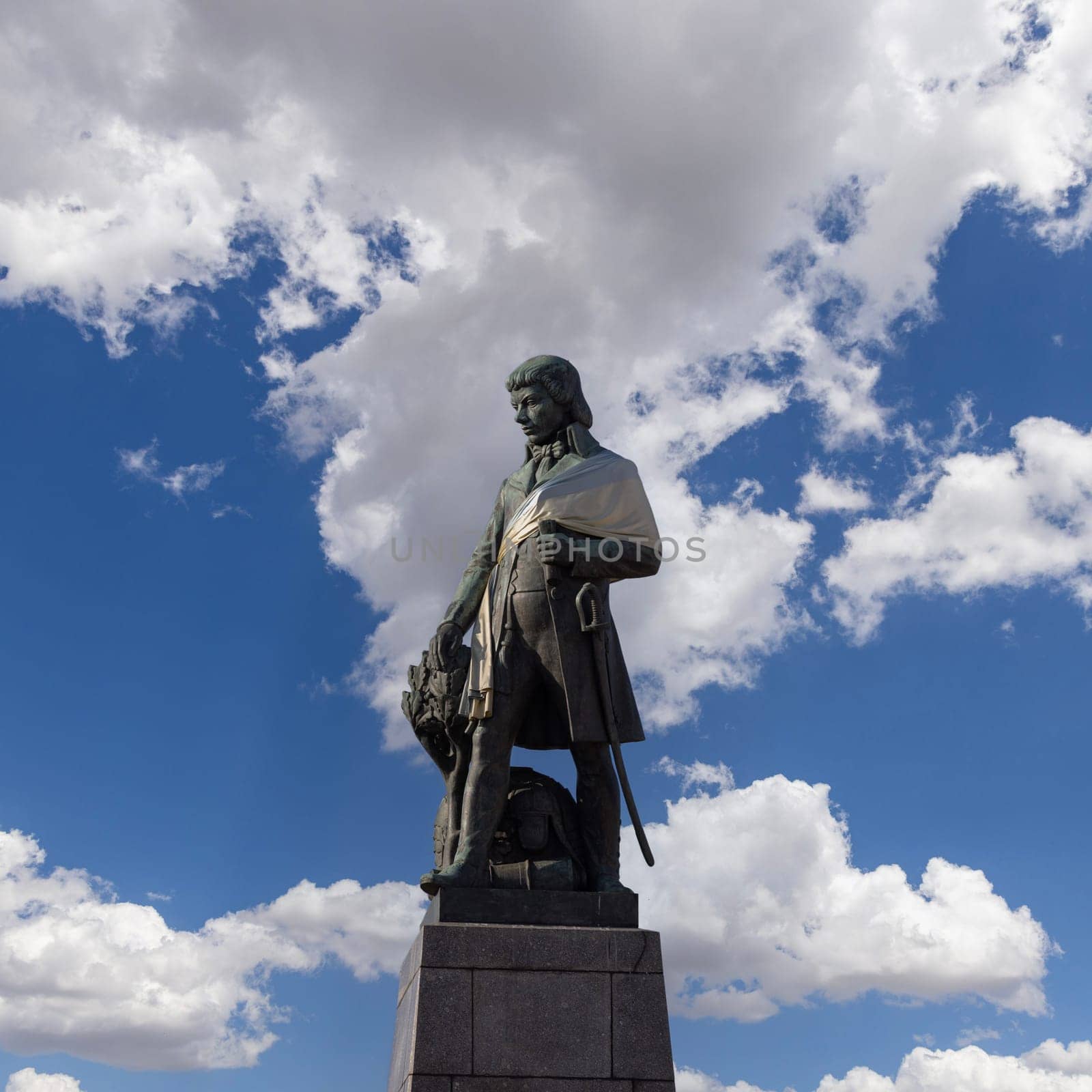 Lodz, Poland - May 4, 2023: Monument to Polish general Tadeusz Kosciuszko, located at Freedom Square in the city center