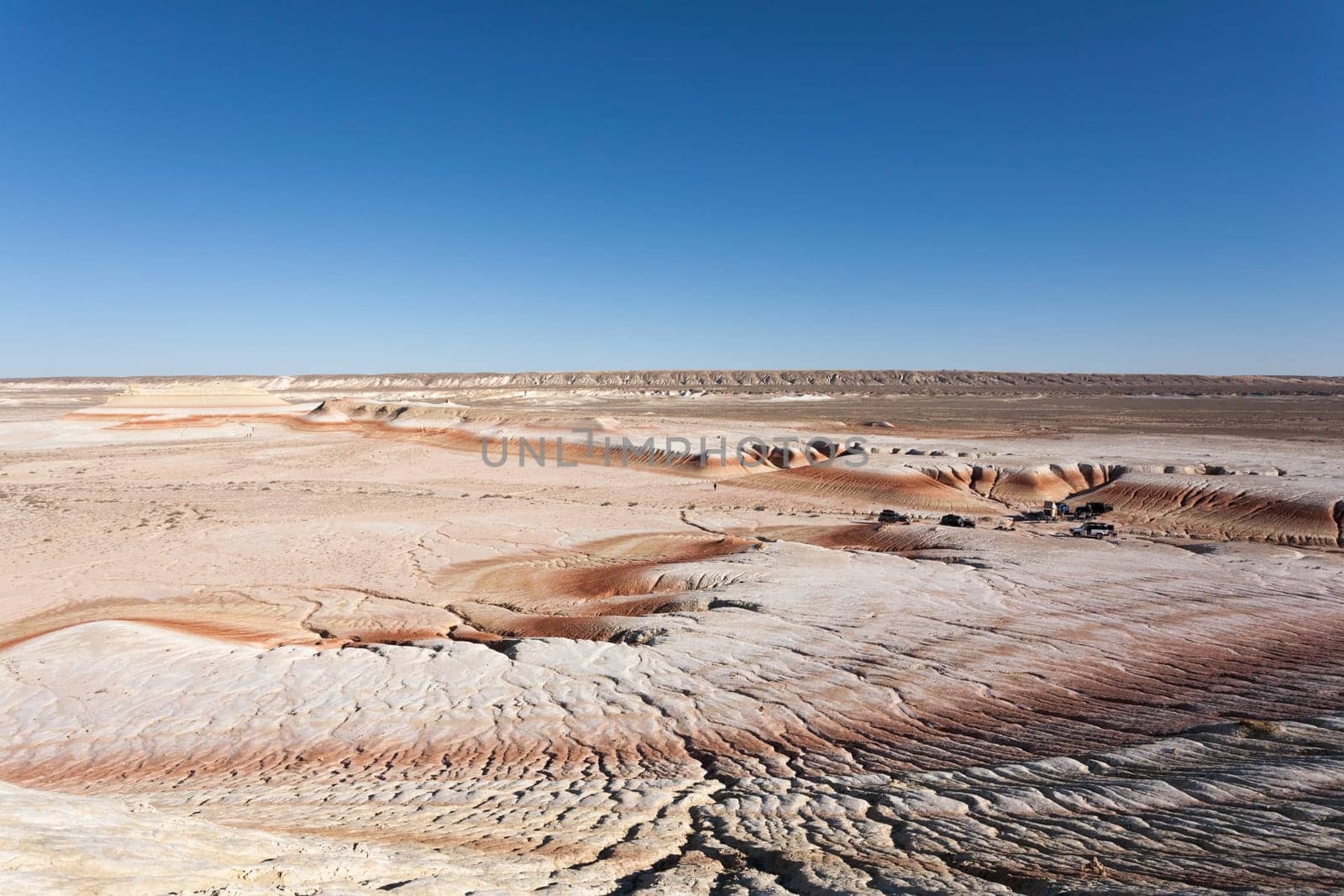 Mangystau desert landmark, Kyzylkup area, Kazakhstan. Rock strata formations