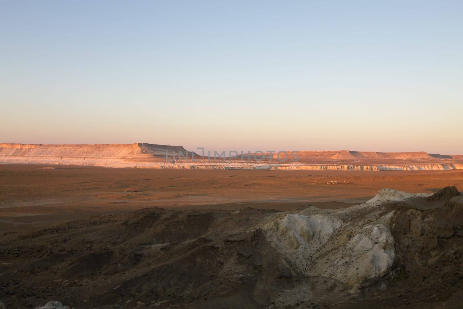 Airakty Shomanai mountains landscape, Mangystau region, Kazakhstan. Central asia travel