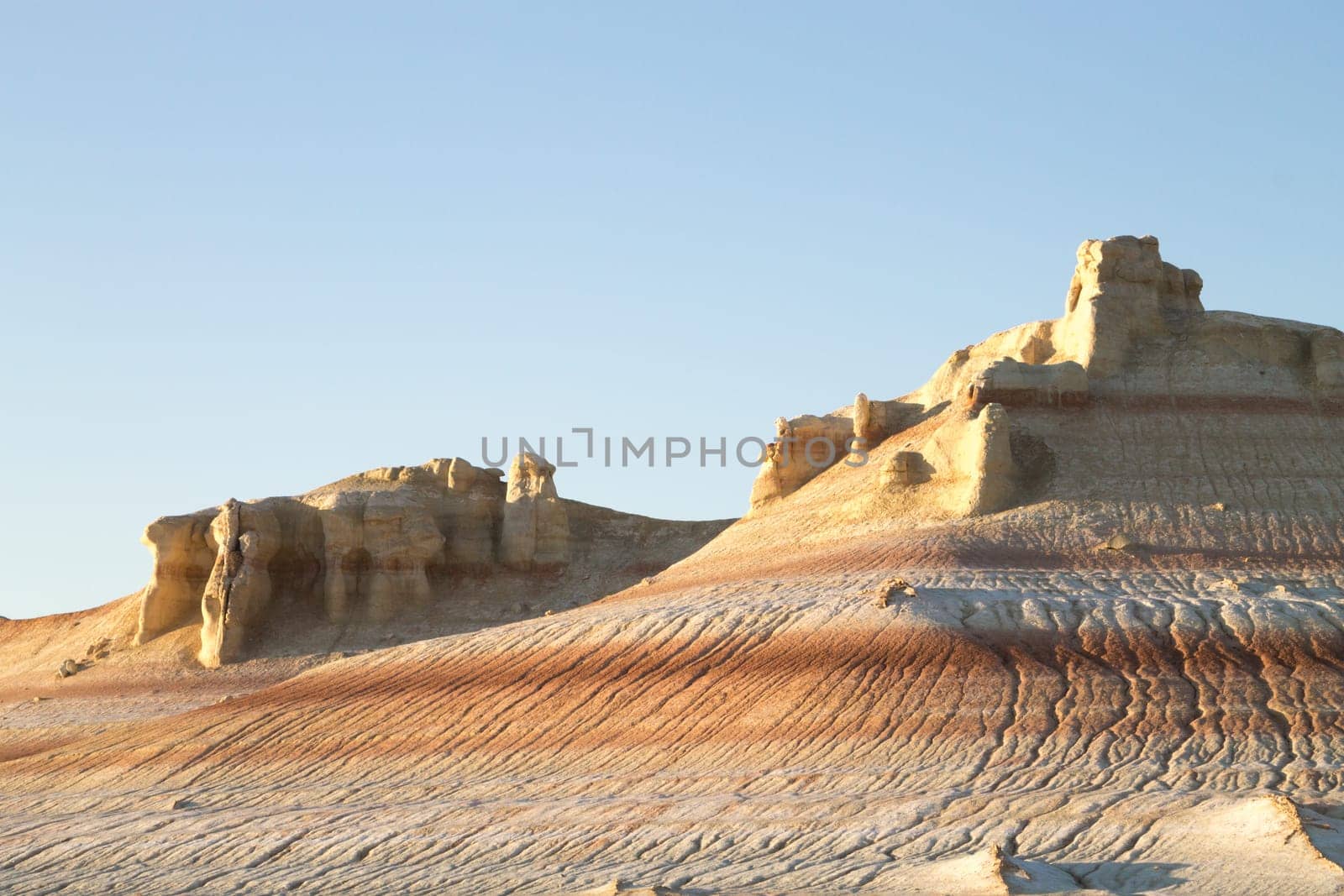 Mangystau desert landmark, Kyzylkup area, Kazakhstan. Rock strata formations