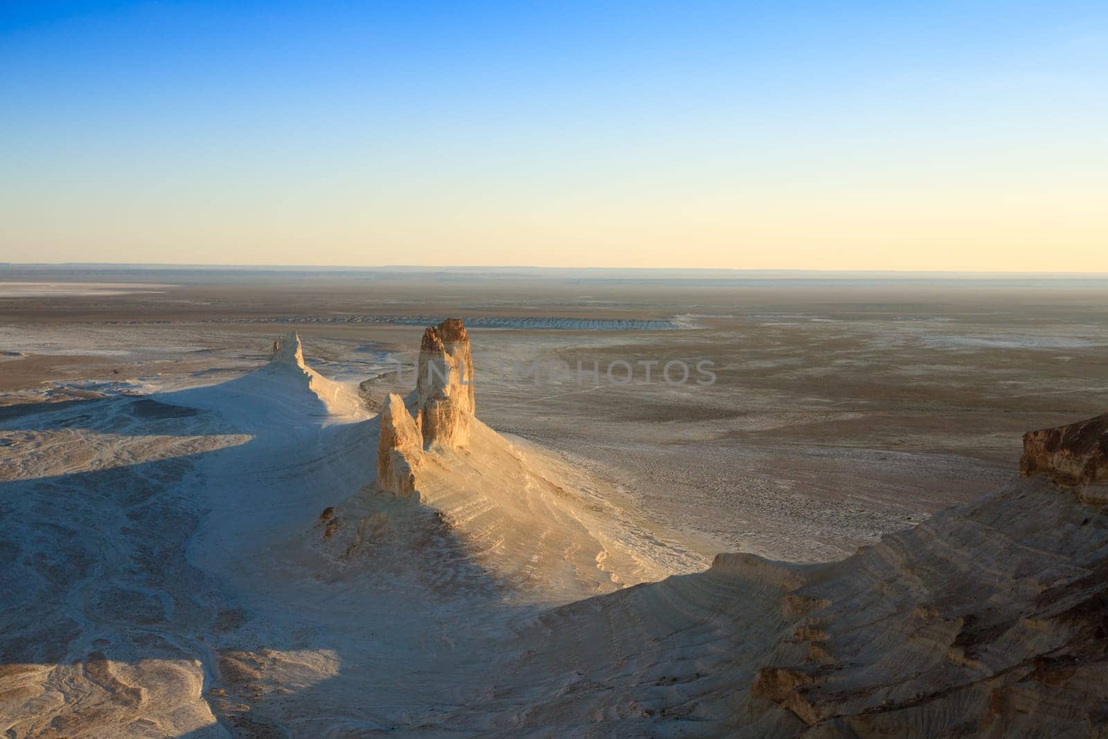 Beautiful Mangystau landscape, Kazakhstan. Ak Orpa pinnacles view, Bozzhira valley. Central asia landmark